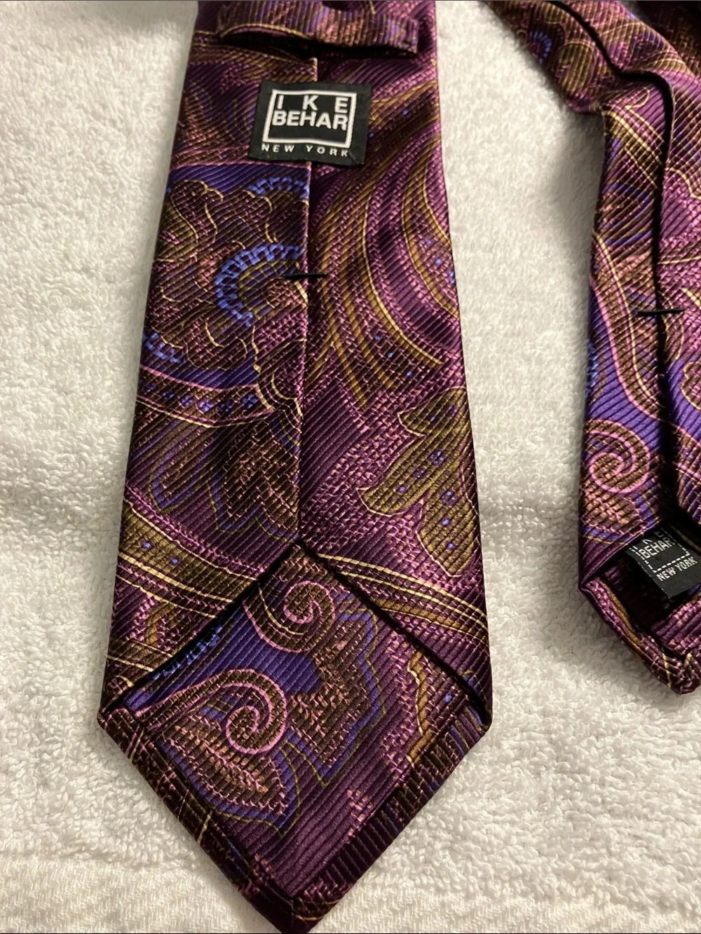 Purple Paisley Ike Behar Silk Tie